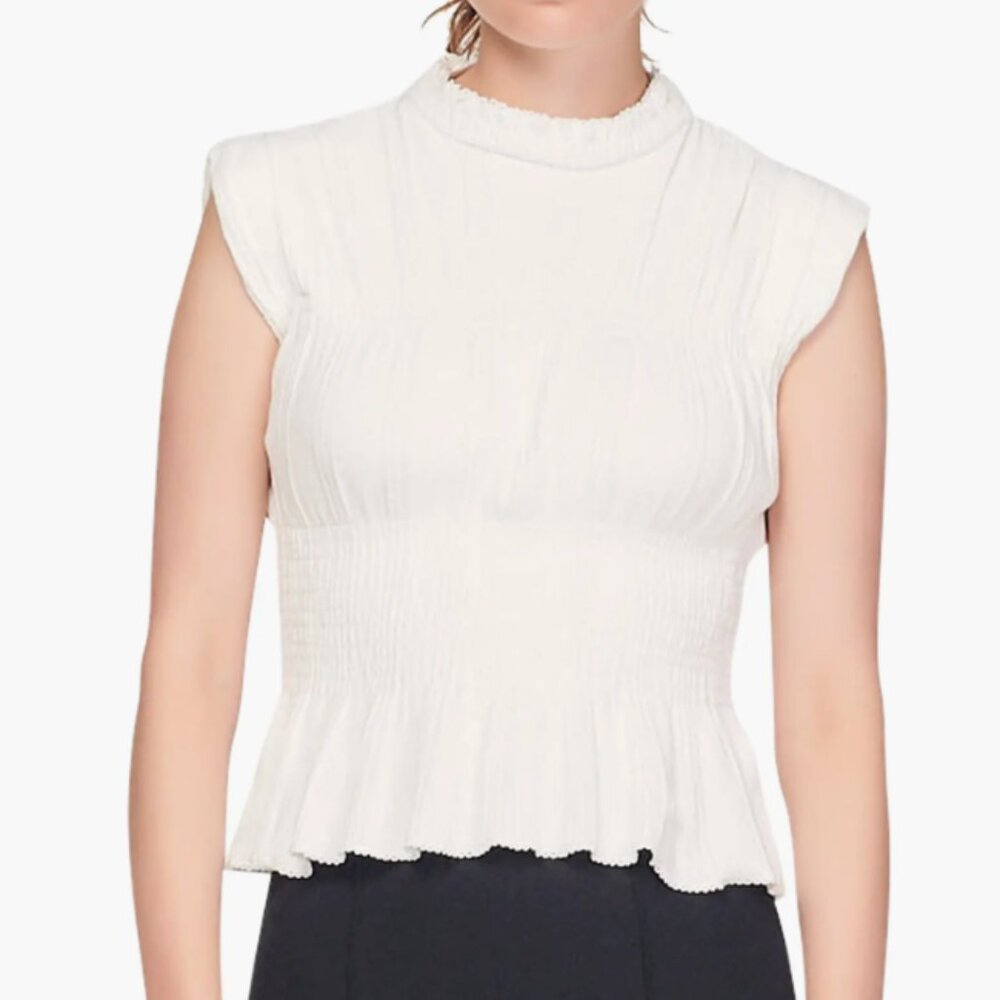Sandro Corinne Peplum Smocked Top